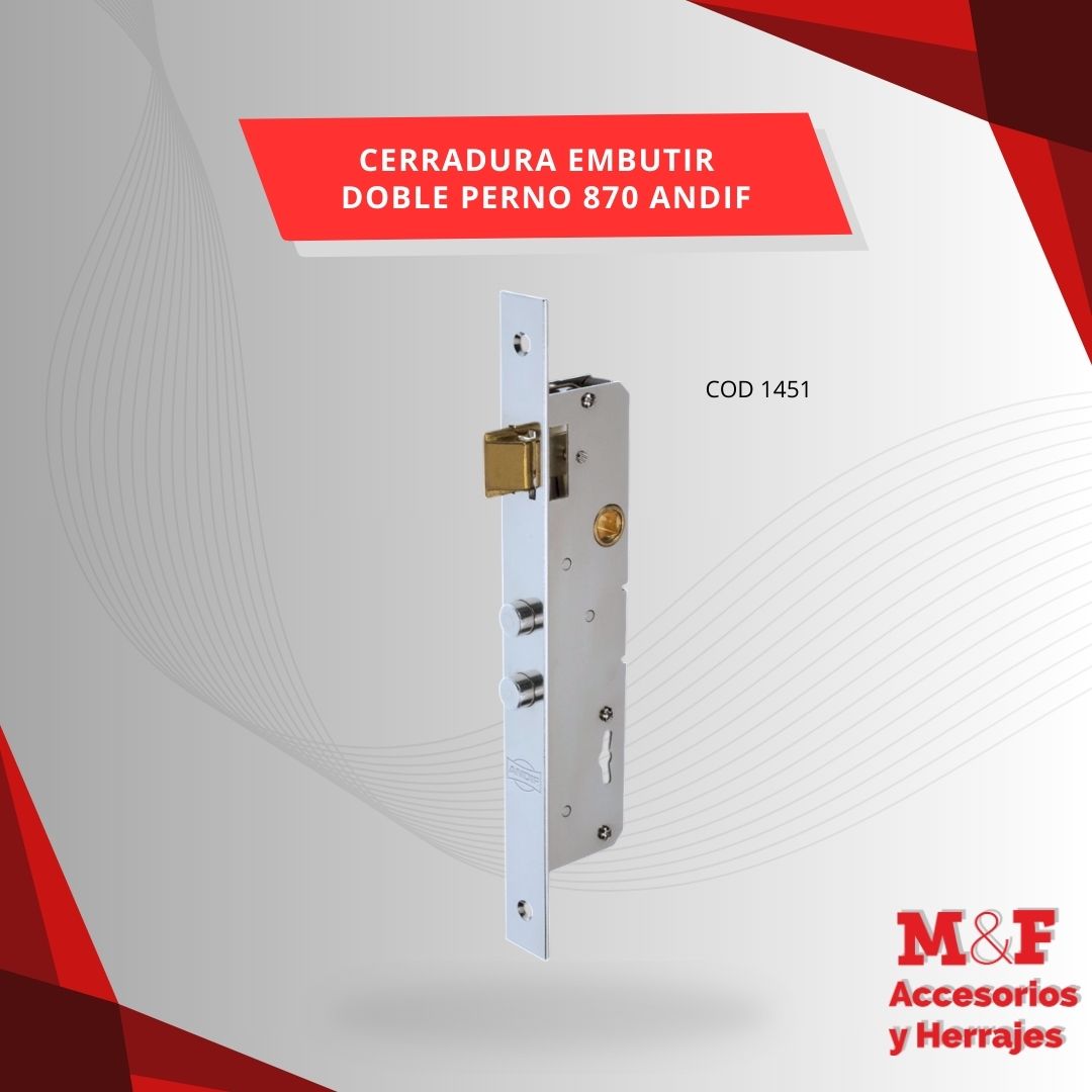 Cerradura Embutir Doble Perno 870 Andif